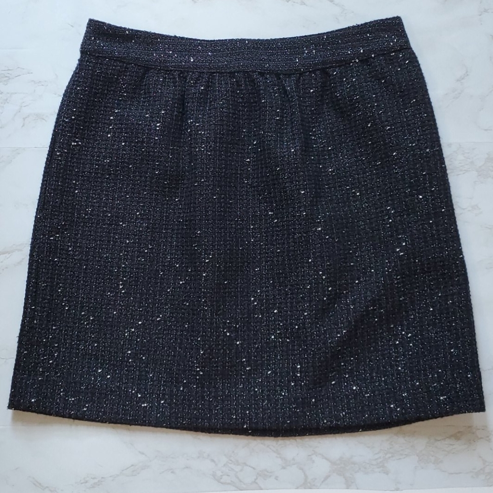 Loft Petite Navy and Silver Tweed Skirt